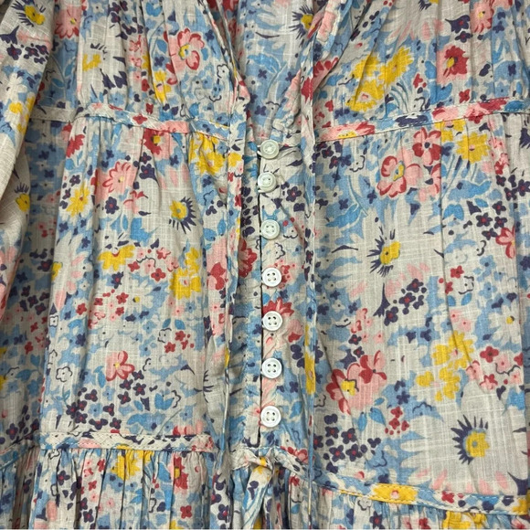 THE GREAT. Bonnet 100% Cotton Prairie Floral Boho Peasant Summer Midi Dress - Picture 8 of 16